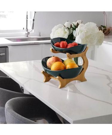 Fruit Bowl for Kitchen Counter 2 Tier Countertop Fruit Basket - Food Server Display Stand Candy Dish Shelves Fruit Bowl for Kitchen Counter Laoxi Malachite Green Double Layer - Buy Online on GoSupps.com