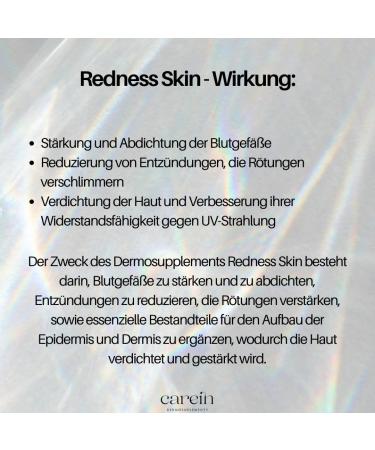  Carein Redness Skin Dermosupplement - For rosacea and skin redness - With quercetin and vitamin complex - 60 vegan capsules Carein - Buy Online on GoSupps.com