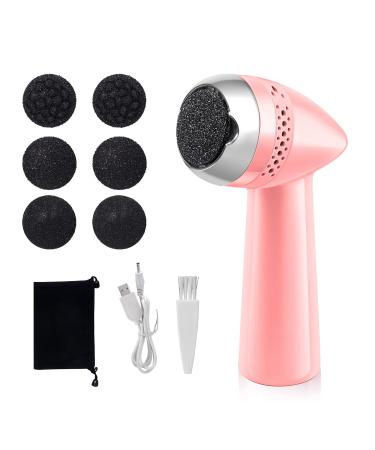 Electric Callus Remover, Lermende Electric Foot File USB Rechargeable Foot Pedicure Tools with 6pcs Grinding Heads Professional Foot Care Sander Best for Cracked Heels and Hard Skin - Pink