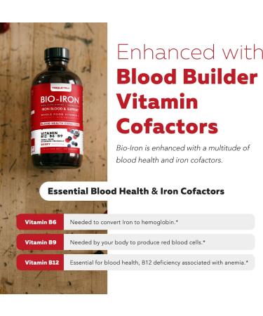 Liquid Iron Supplement | Organic Certified Berry Flavor - Whole Food Vitamin C Absorption Boost & Blood Building B Vitamins - Methyl B12 L-Methylfolate & B6 - Supports Healthy Iron Levels - 7.6 oz - Buy Online on GoSupps.com