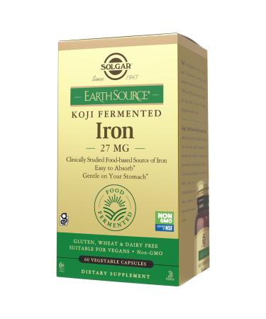 Solgar EarthSource Food Fermented Koji Iron 27 mg 60 Vegetable Capsules