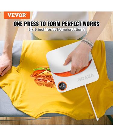 VEVOR 9x9inch Portable Heat Press Machine for T-Shirts/Pillows/Bags - Orange - Buy Online on GoSupps.com