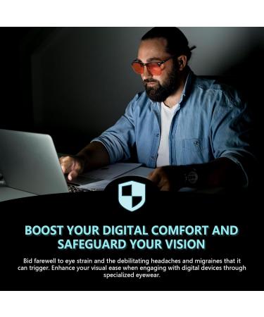 Clip-On Blue Light Blocking Glasses for Prescription - Fit Over for Men & Women - Dark Amber (99%) - Ideal for Computer TV & Gaming - Buy Online on GoSupps.com