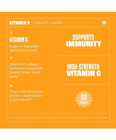 Health By Habit Vitamin C 1000mg Supplement - Antioxidant & Immune Support (60 Capsules) - Buy Online on GoSupps.com