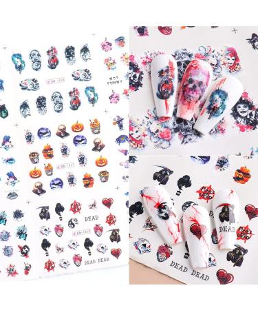 Day of The Dead Skull Nail Stickers - Water Transfer Decals for Halloween Nail Art - 12PCS Style C - Buy Online on GoSupps.com