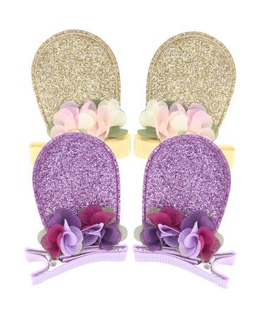 minkissy 2 Pairs Bunny Ear Hair Clip Infant Girls Clothes Toddler Dress Hair Clips for Girls Chinese New Year Hairpins Rabbit Hairpins Hair Accessories for Easter Kids Barrettes for Hair