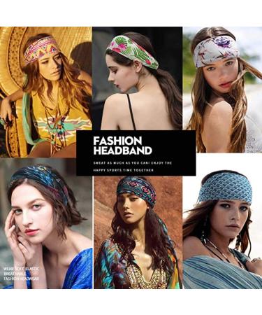 GORTIN Boho Headbands - Pack of 4 Black Leopard Yoga Sweatbands for Women and Girls - Buy Online on GoSupps.com