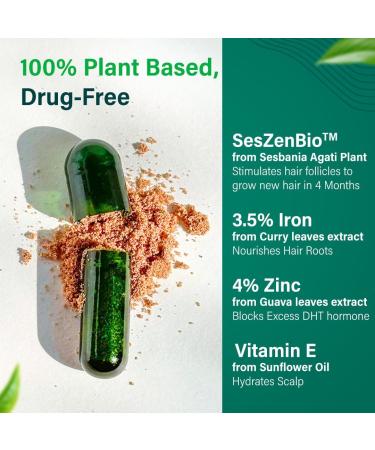 Plant Based Hair Vitamins for Growth & Health | Vegan Omega-3 Biotin & Vitamin E | 60 Capsules - Buy Online on GoSupps.com