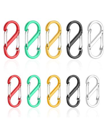 10 pieces S carabiner 50 mm / 40 mm metal double carabiner 8 shaped carabiner snap hook for camping home hiking (5 colors)