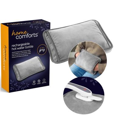 Home Comforts Rechargeable Electric Hot Water Bottle Bed Hand Warmer Massaging Heat Pad Pain Relief Grey 26 18cm