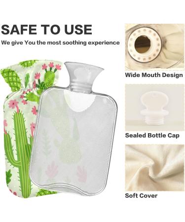 NAANLE 2L Cartoon Cactus Hot Water Bottle - Pain Relief for Menstrual Cramps Hand & Foot Heat Therapy | Transparent Design - Buy Online on GoSupps.com