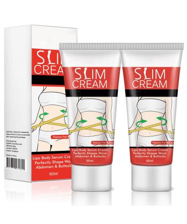 2 Pack Hot Cream Slimming Fat Burning Cream for Belly Waist & Buttocks. That Burns Moisturizing Firming - Goodbye Cellulite Women/Men Weight Loss 60.0 milliliters