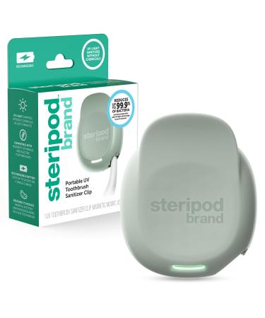 Steripod Brand Portable UV Toothbrush Sanitizer Clip Reduces Harmful Microorganisms Rechargeable Sage 1 Count