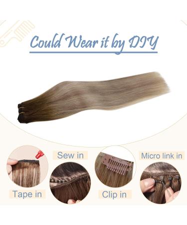 Easyouth Real Human Hair Balayage Sew in Weft Extensions Remy 16 Inch Brown to Medium Blonde Ombre - 100g - Buy Online on GoSupps.com