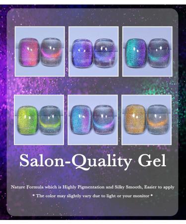 NAILKISS Crystal 9D Cat Eye Magnetic Gel Nail Polish - Glitter Shiny Transparent Soak Off UV LED Varnish, 6 Colors - Buy Online on GoSupps.com