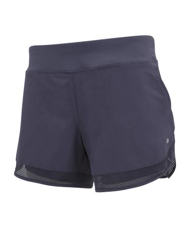 Layer 8 Women's Knit and Woven Quick Dry Two in One Running Yoga Work Out Short with Compression Shorts Underneath Small Dusky Dawn-woven