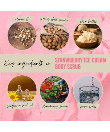 Strawberry Ice Cream Body Scrub 10 oz - Natural Refreshing and Fragrant Skin Care | Ideal Mother s Day Gift - Buy Online on GoSupps.com