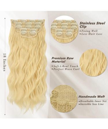 BARSDAR Clip In Extensions - 5 PCs Long Wavy Butter Blonde Synthetic Hair | Thick & Soft 45 cm for Women & Girls - Buy Online on GoSupps.com