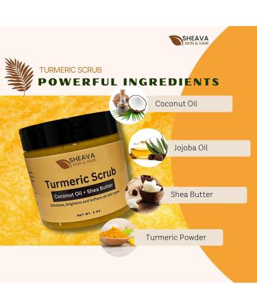 Exfoliating Sheava Turmeric Body Scrub | Sugar Scrub & Skin Exfoliator with Shea Butter & Coconut Oil | Moisturizing Body Care - Buy Online on GoSupps.com