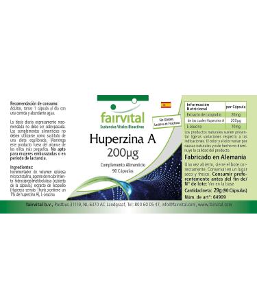 Fairvital | Huperzine A 200mcg - Lycopod Extract - 90 Capsules - Pure Substance - Buy Online on GoSupps.com