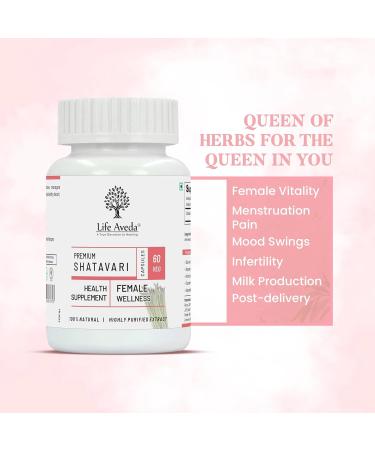 Life Aveda Shatavari Capsules 500mg 60 | Veg Capsules Female Hormone Balance and Breastfeeding Booster | Natural Herbal Ayurveda Supplements | Women Health - Buy Online on GoSupps.com