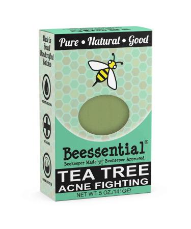 Beessential All Natural Tea Tree Small Batch Bar Soap Great for Men Women and Children Paraben Free Made in the USA 5 Oz.