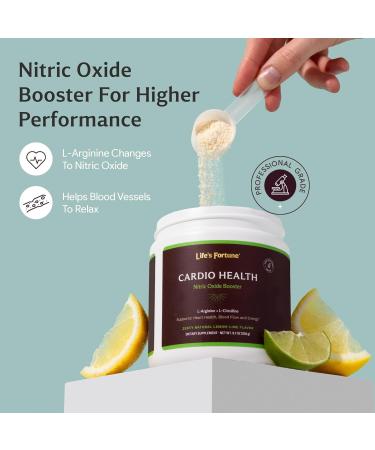 Life's Fortune L Arginine L Citrulline Supplement Powder - High Potency Nitric Oxide Supplement Booster with Natural Lemon Lime Flavor - Cardio Health Blood Pressure and Vascular Support - 258g - Buy Online on GoSupps.com