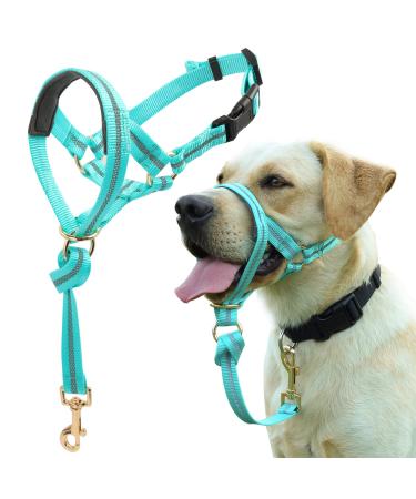 Barkeless dog handlebars no pulling reflective training device for medium -sized and large dogs on walks including training instructions (S turquoise) s turquoise/excursion monochrome (GetaWay Solids)