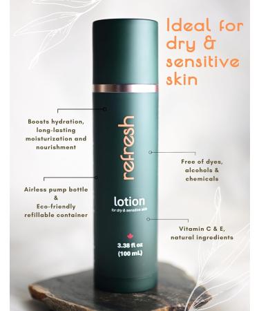 Refresh Nourishing Skincare Body Lotion - Deep Hydration for Dry & Sensitive Skin | Eco-Friendly Refillable Pump - Buy Online on GoSupps.com