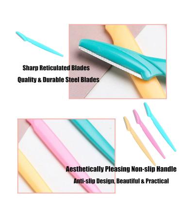 12-Pack Eyebrow Razor Set - Portable Trimmer & Face Hair Remover for Men & Women - Yellow Pink Blue - Buy Online on GoSupps.com