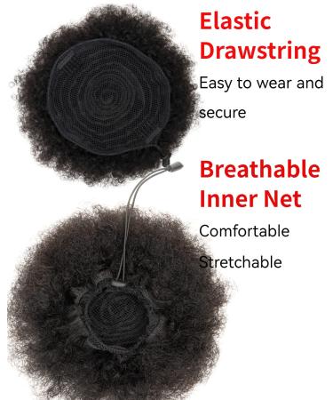 Kids Hair Puff 4 Inch Drawstring Ponytail Pack of 2 - Natural Black Afro Puff for Black Women and Kids - Human Hair Mini Afro Puffs - Buy Online on GoSupps.com