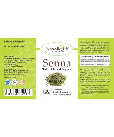 Glamzy Ayurvedic Life Senna Capsules 450mg - 120 Capsules | All-Natural Digestive Support - Buy Online on GoSupps.com