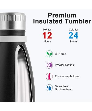 Koodee 9oz Small Stainless Steel Vacuum Insulated Water Bottle for Kids - Matte Black | Leak Proof & Double Wall Insulation - Buy Online on GoSupps.com