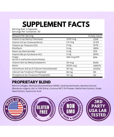 VITBOOST Biotin with Hyaluronic Acid Collagen and Keratin 25000 mcg Hair Growth Vitamins for Men and Women Nails and Skin USA Made - Third Party Tested B1 B2 B3 B6 B7 Complex - 60 Capsules - Buy Online on GoSupps.com
