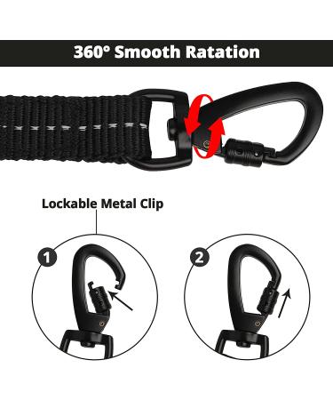 Reflective Bungee Dog Leash - 15ft Heavy Duty with Padded Handle and Swivel Lockable Hook - Ideal for Small, Medium, Large Dogs - Buy Online on GoSupps.com