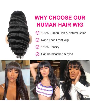 20 Inch Body Wave Human Hair Wig with Bangs - A ALIMICE Glueless Brazilian Wig for Black Women - Buy Online on GoSupps.com