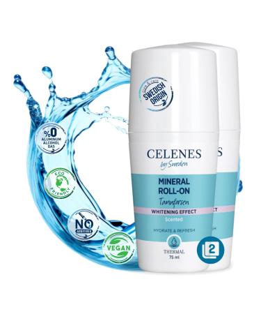 Celenes By Sweden Thermal Mineral Roll-On Deodorant (2x75 Ml), Respire Deodorant With Brightening Effect, Aluminum Free, Paraben Free, Respire Deodorant Roll-On, Women's Deodorant & Men's Deodorant