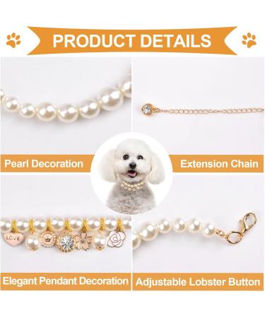 Hacraho Adjustable Pet Pearl Necklace - Rhinestone Cat & Dog Decor | International Shipping Available - Buy Online on GoSupps.com