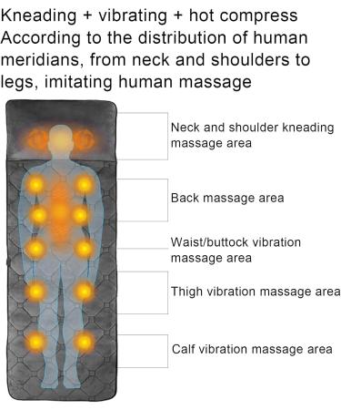 Electrically Heated Massage Mattress - Full-Body Shiatsu Pain Relief Pad with Hot Compress & Warming Lumbar Pillow (EU) - Buy Online on GoSupps.com