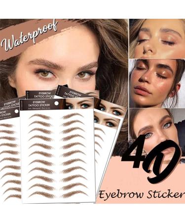 77Pairs 4D Hair-Like Eyebrow Tattoo Stickers - Waterproof Natural Fake Eyebrow for Women/Girls (Brown) - Buy Online on GoSupps.com