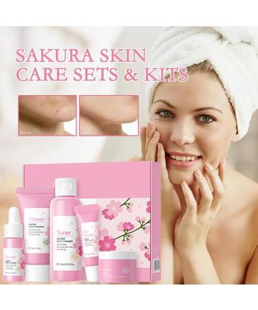 Sakura Facial Care Gift Set for Teenage Girls - Preppy Skincare Kit with Cleanser, Toner, Serum, Face Cream, and Eye Cream - All Skin Types - Women's Gift Sets (Gift Box) - Buy Online on GoSupps.com