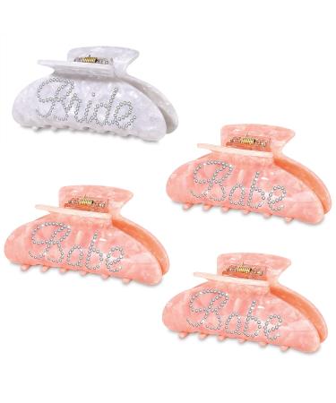 Bride Hair Claw Clips  Acrylic Wedding Hair Clip for Bride  Nonslip Large Claw Clips Bachelorette Party Decorations Wedding Bridal Shower Gifts (4PCS Bride+Babe)