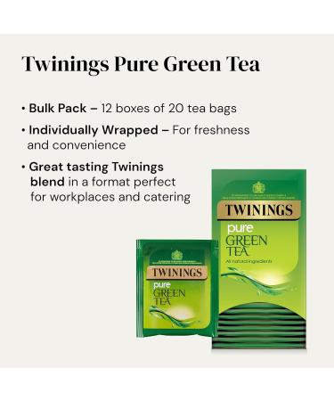 Twinings Pure Green Tea Bags 12 Boxes of 20 Individually Wrapped Envelope Tea Bags 240 in total. Green Tea 240 - Buy Online on GoSupps.com