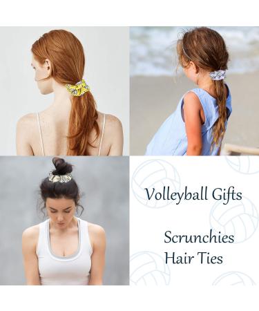12-Piece Volleyball Sport Hair Scrunchies - Silk Satin Elastic Hair Ties for Players - Multicolor Volleyball Team Gifts - Buy Online on GoSupps.com