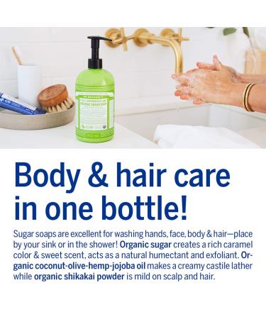 Dr. Bronner's Organic Lemongrass Sugar Soap - 24oz - 4-in-1 Uses - Vegan Formula for Hands, Body, Face, and Hair - Buy Online on GoSupps.com
