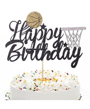 Anxdh Basketball Birthday Flash Cake Topper Basketball Birthday Party Cake Decoration (Black)