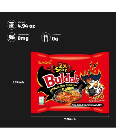 CNMART Samyang Double Spicy 2x Spicy Hot Chicken Flavour Ramen Noodles (Pack of 30) - Buy Online on GoSupps.com