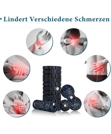 Fascia Roller Set - 3D Textured Massage Roll for Muscle Relief | Foam Scooter & Ball for Yoga & Connective Tissue Health - Buy Online on GoSupps.com