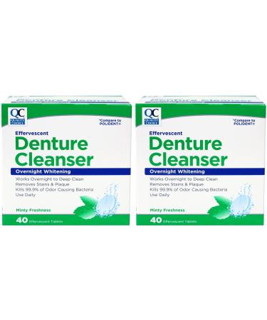 Quality Choice Denture Cleanser Overnight Whitening 40 Tablets Each (2 Pack)