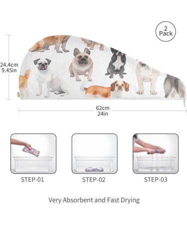 Super Absorbent Dog Breeds Hair Towel 2 Pack | Quick Dry Hair Turbans for Women & Girls - Perfect for Pet Grooming - Buy Online on GoSupps.com